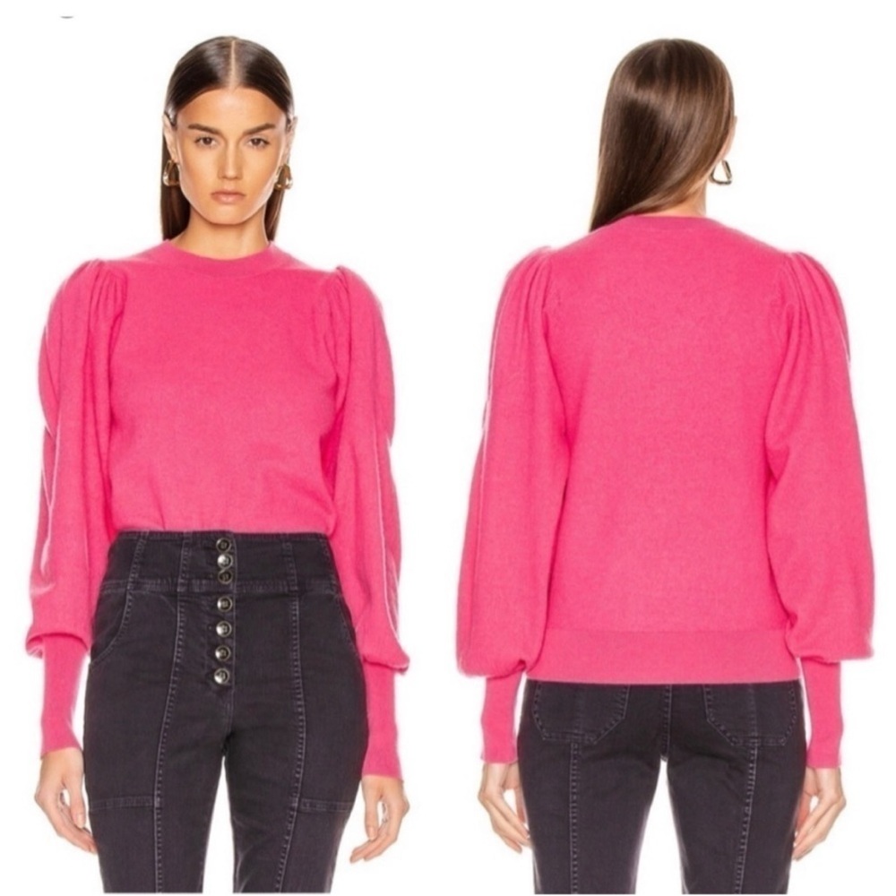 Ulla Johnson Pink Puff Sleeve Wool Sweater Top